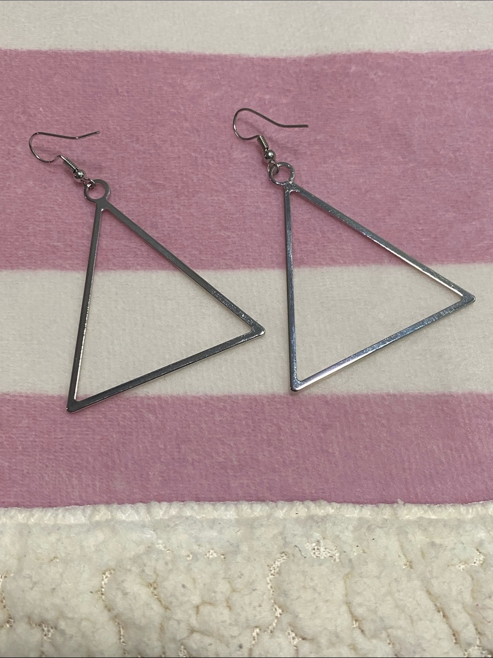 Good Vibes Only Silver Triangle Hoop Earrings - Minimal Geometric Style